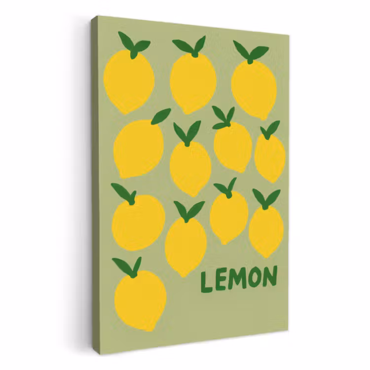 Tableau sur toile - Citrons - Feuilles - Jaune - Motif — 2