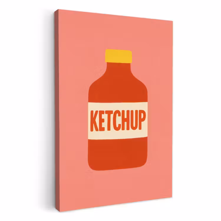 Tableau sur toile - Ketchup - Bouteille - Rouge - Minimaliste — 2