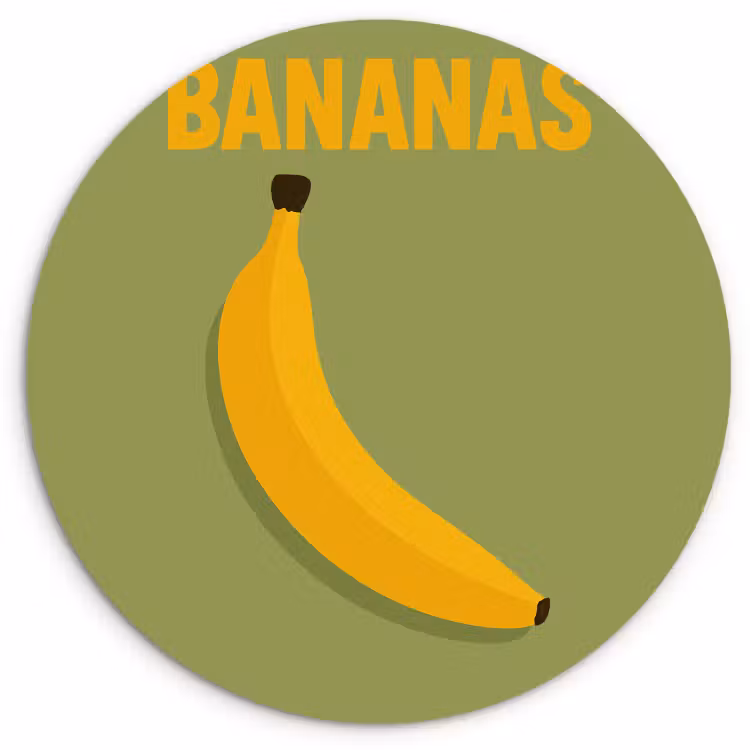 Tableau rond - Banane - Minimaliste - Jaune — 2