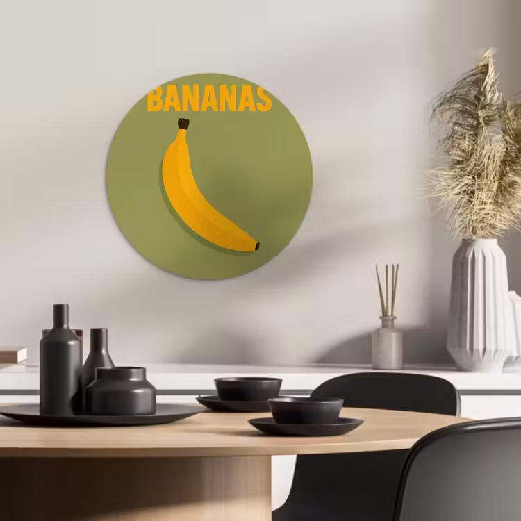 Tableau rond - Banane - Minimaliste - Jaune — 3