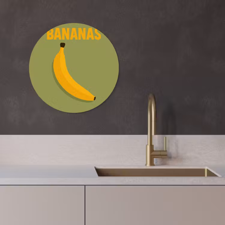 Tableau rond - Banane - Minimaliste - Jaune — 4