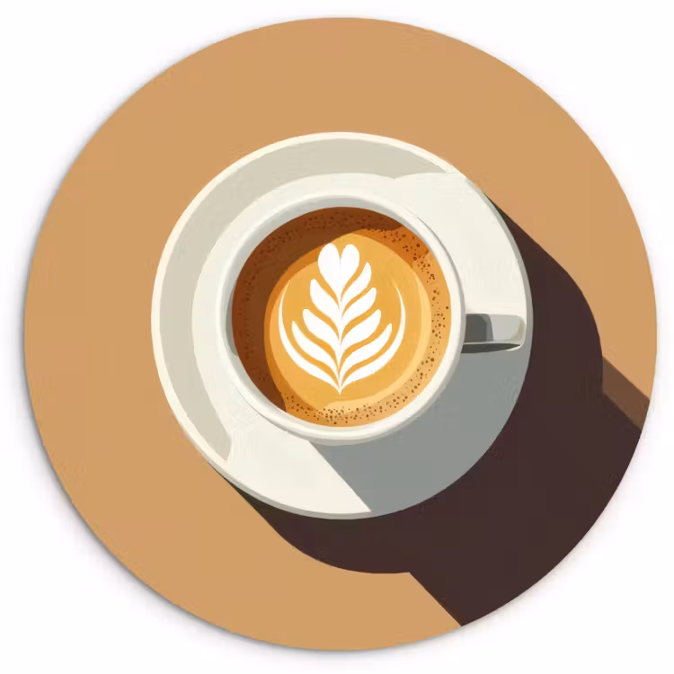 Tableau rond - Cappuccino - Tasse - Soucoupe - Minimaliste — 1