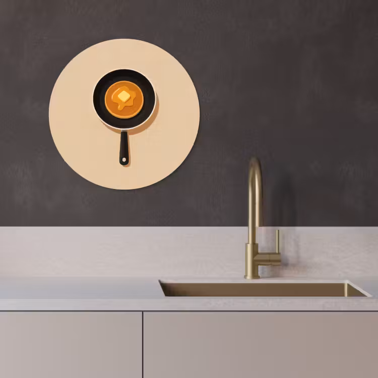 Tableau rond - Crêpe - Poêle - Beurre - Minimaliste — 4