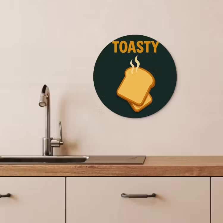 Tableau rond - Pain - Toast - Vert - Minimaliste — 2