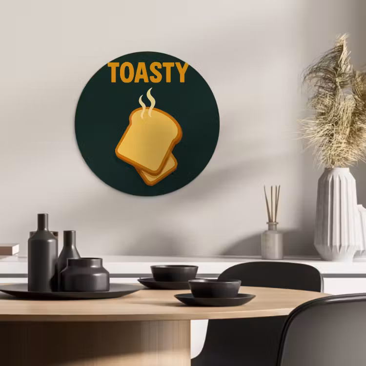 Tableau rond - Pain - Toast - Vert - Minimaliste — 3