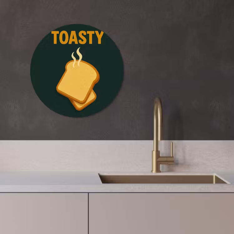Tableau rond - Pain - Toast - Vert - Minimaliste — 4
