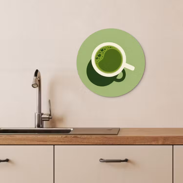 Tableau rond - Minimalist - Cups - Matcha -Green — 3