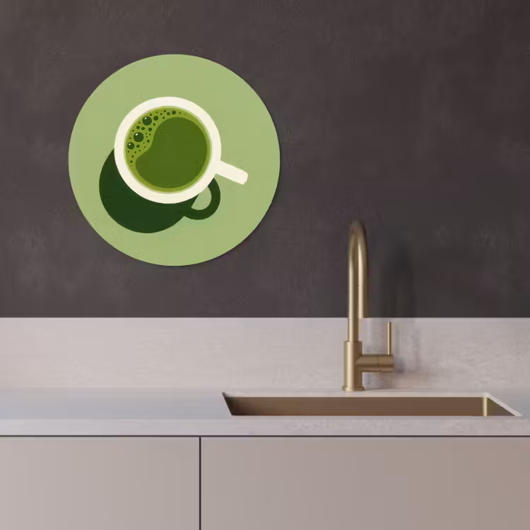 Tableau rond - Minimalist - Cups - Matcha -Green — 4