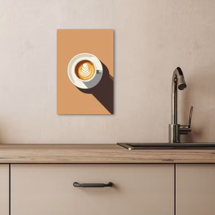 Tableau sur toile - Cappuccino - Tasse - Soucoupe - Minimaliste — 3
