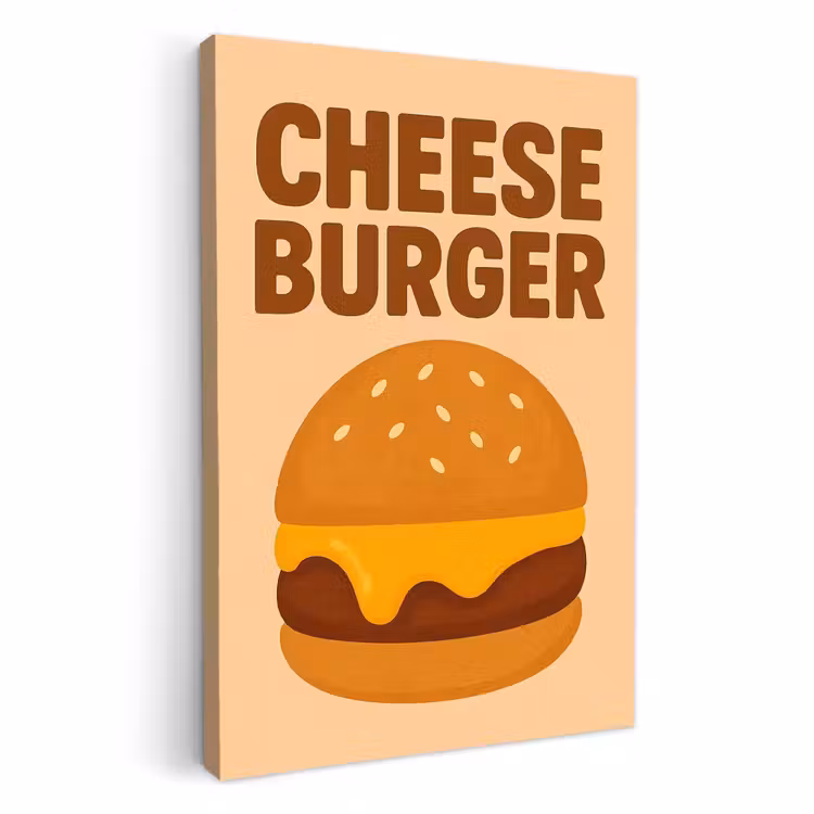 Tableau sur toile - Cheeseburger - Minimaliste - Jaune — 2