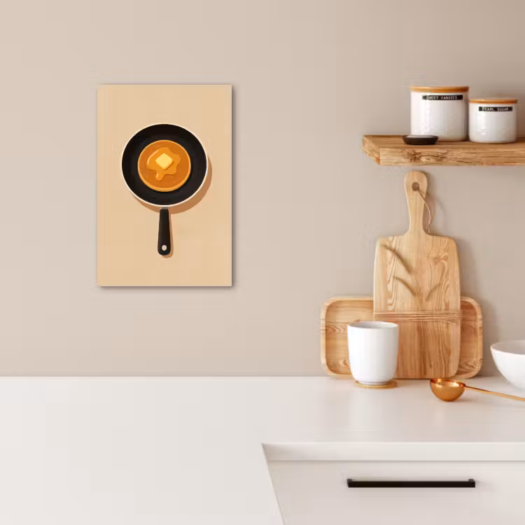 Tableau sur toile - Crêpe - Poêle - Beurre - Minimaliste — 2