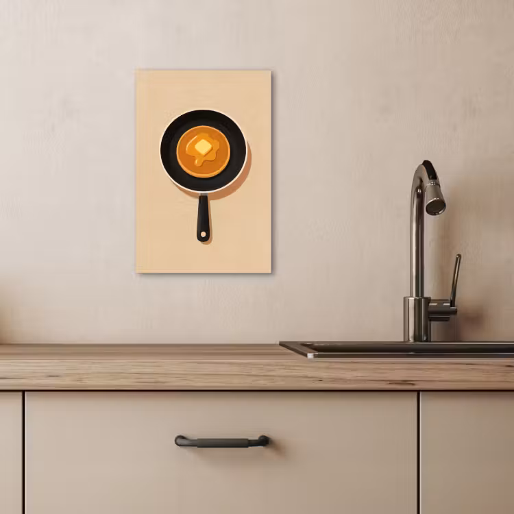 Tableau sur toile - Crêpe - Poêle - Beurre - Minimaliste — 4