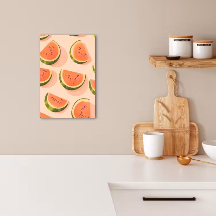 Tableau sur toile - Pastèque - Tranches - Graines - Rouge — 2