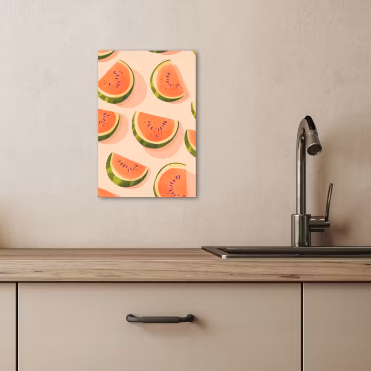 Tableau sur toile - Pastèque - Tranches - Graines - Rouge — 3