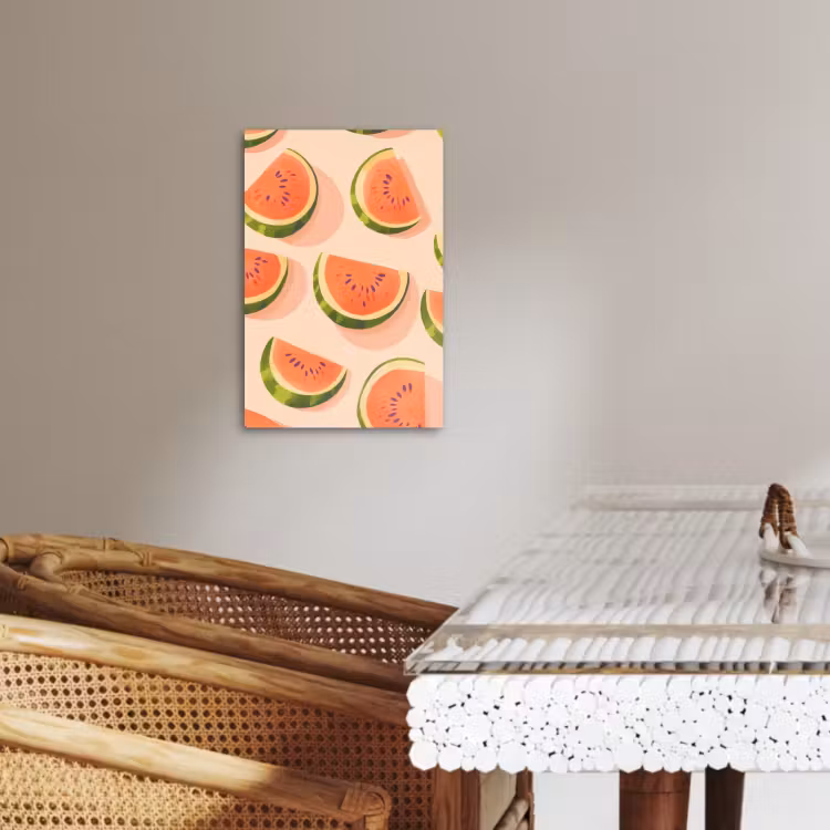 Tableau sur toile - Pastèque - Tranches - Graines - Rouge — 4