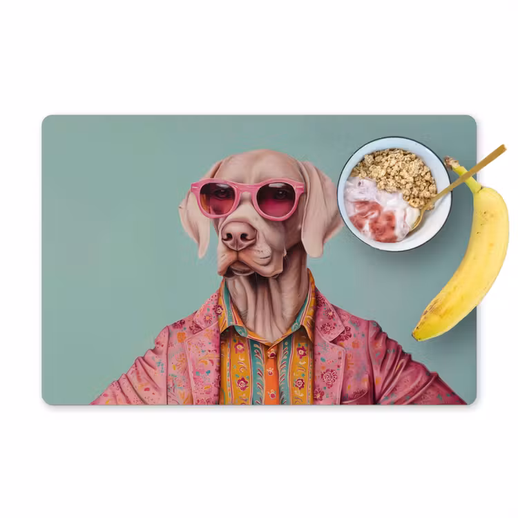 Sets de table en vinyle - Chien - Chemise - Fleurs - Lunettes — 1