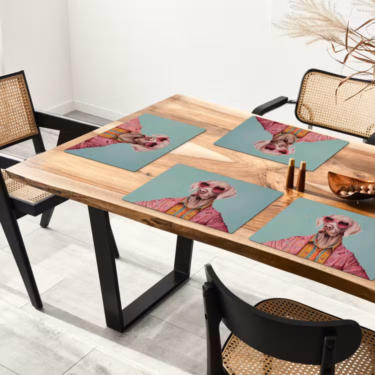 Sets de table en vinyle - Chien - Chemise - Fleurs - Lunettes — 4