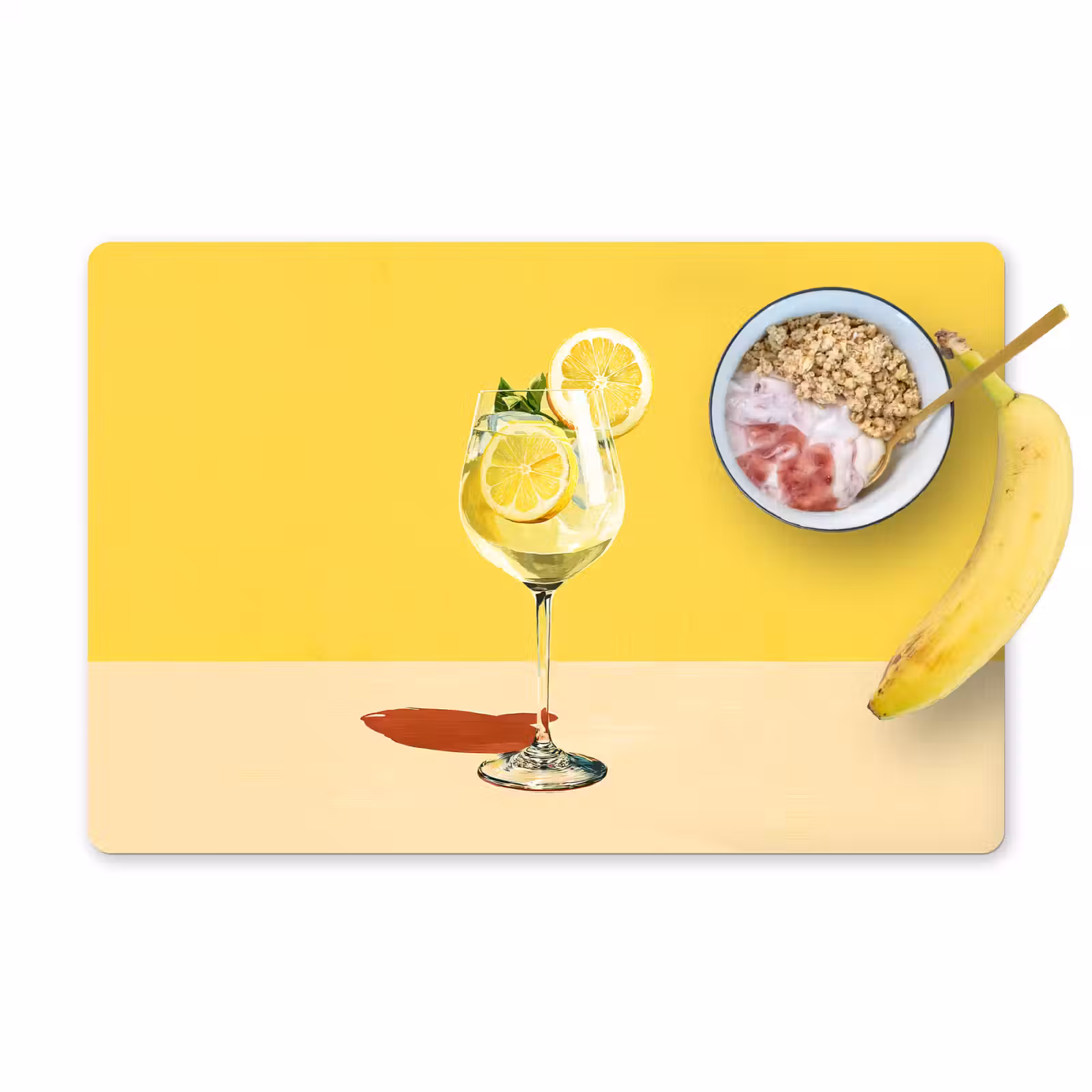 Sets de table - Verre à vin - Citron - Jaune - Minimaliste — 1