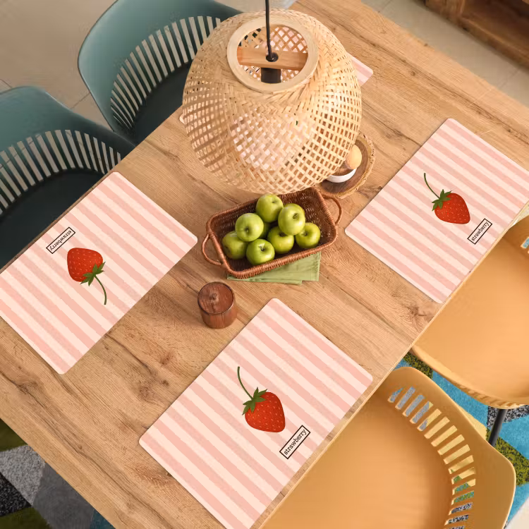 Sets de table - Fraise - Rayures - Minimaliste - Rouge — 3
