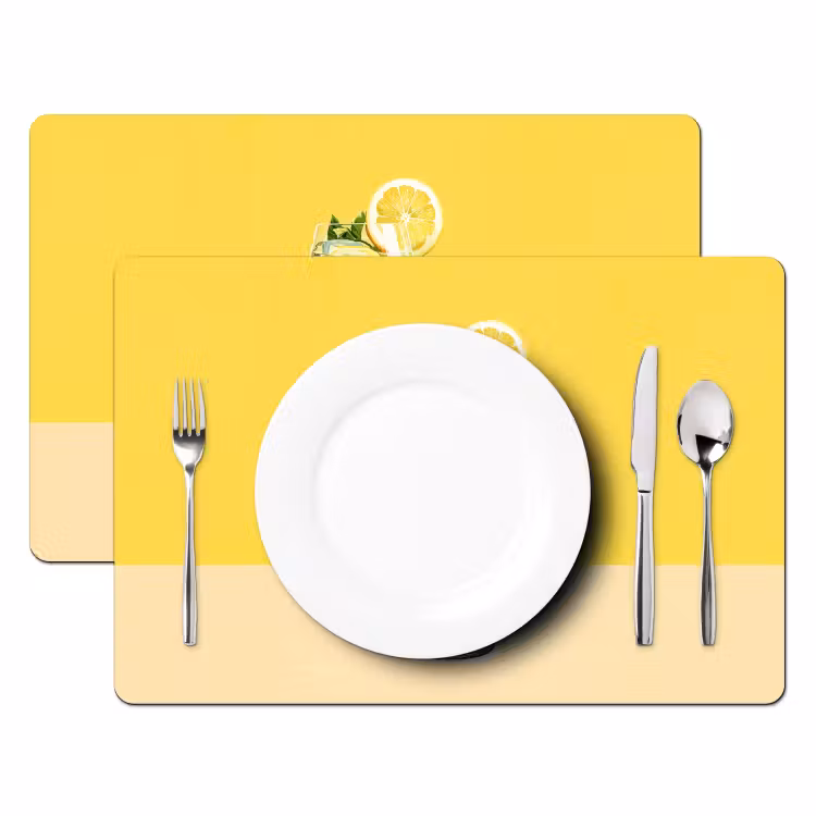 Sets de table - Verre à vin - Citron - Jaune - Minimaliste — 2