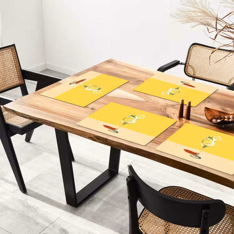 Sets de table - Verre à vin - Citron - Jaune - Minimaliste — 4