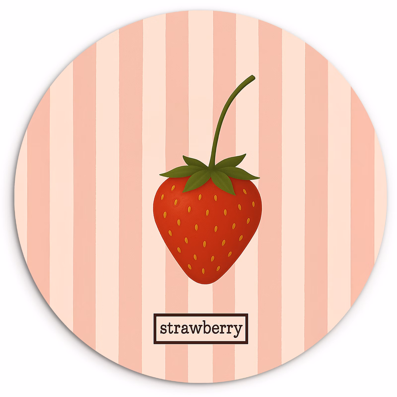 Tableau rond - Fraise - Rayures - Minimaliste - Rouge — 1