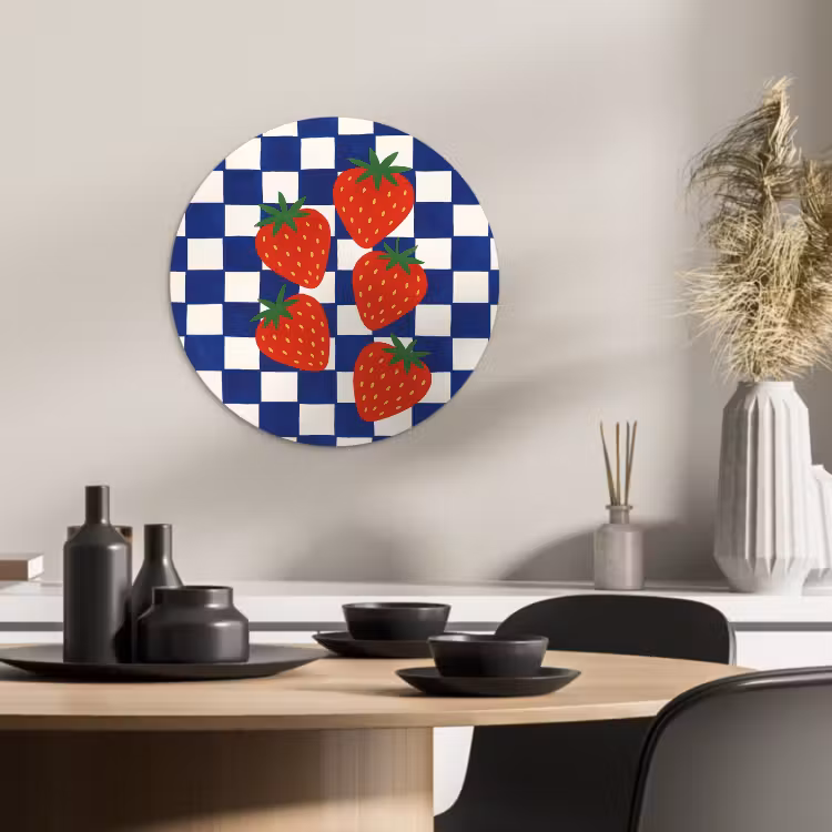 Tableau rond - Bloqué - Bleu - Fraise — 1