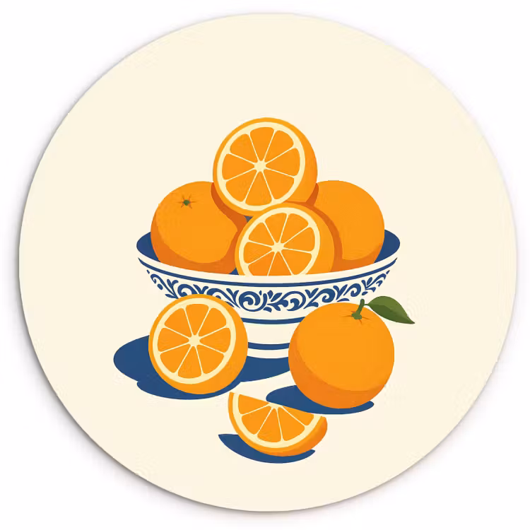 Tableau rond - Bol - Minimaliste - Orange - Oranges — 1