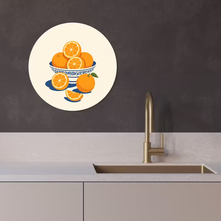 Tableau rond - Bol - Minimaliste - Orange - Oranges — 2