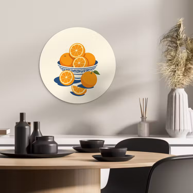 Tableau rond - Bol - Minimaliste - Orange - Oranges — 3