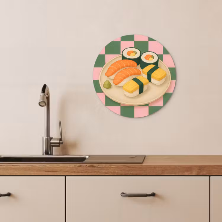 Tableau rond - Sushi - Assiette - Bloquée - Verte — 2