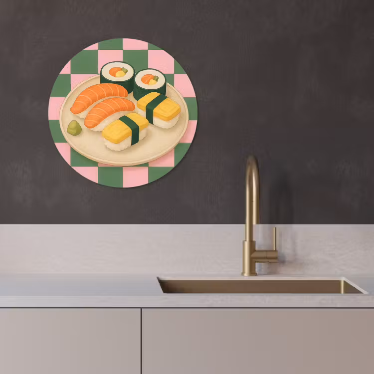 Tableau rond - Sushi - Assiette - Bloquée - Verte — 4