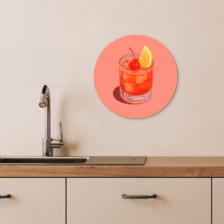 Tableau rond - Verre - Glaçons - Citron - Cerise — 2