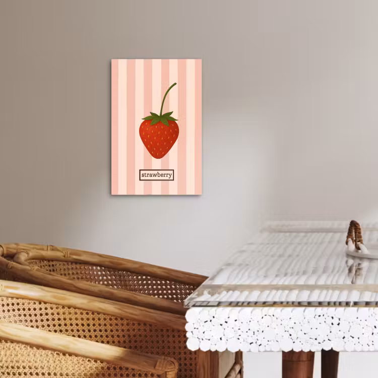 Tableau sur toile - Fraise - Rayures - Minimaliste - Rouge — 2