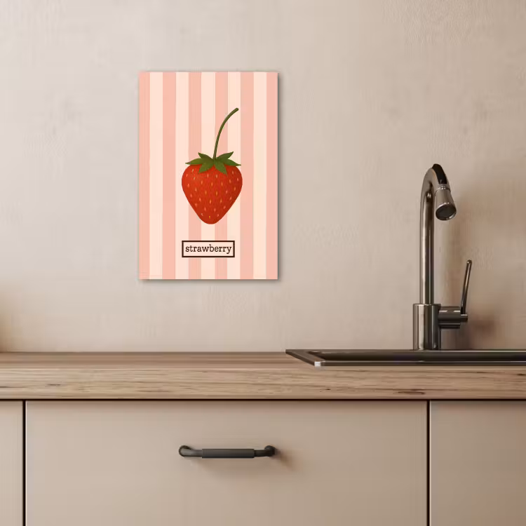 Tableau sur toile - Fraise - Rayures - Minimaliste - Rouge — 3