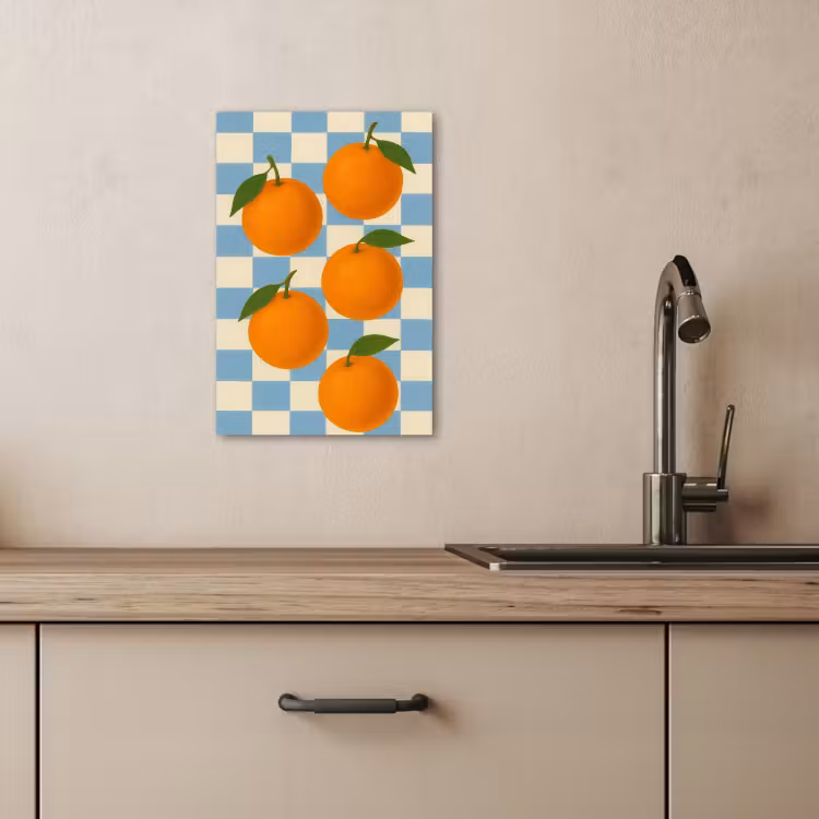 Tableau sur toile - Oranges - Feuilles - Bloqué - Bleu — 4