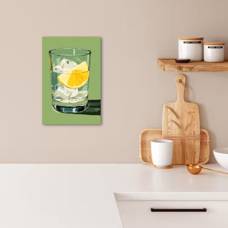 Tableau sur toile - Verre - Citron - Glaçons - Vert — 3