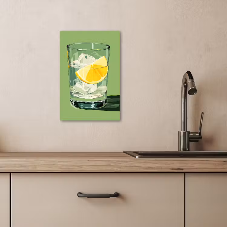 Tableau sur toile - Verre - Citron - Glaçons - Vert — 4