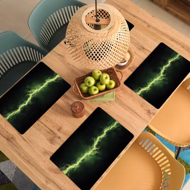 Sets de table - Électricité - Ligne - Étincelles - Vert — 3