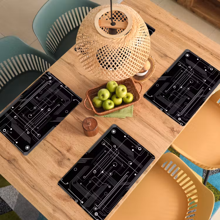 Sets de table - Abstrait - Lignes - Cercles - Noir — 3