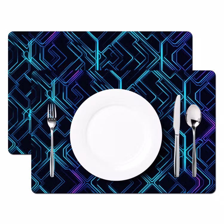 Sets de table - Formes de diamant - Abstrait - Néon - Violet — 2
