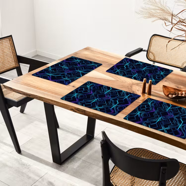 Sets de table - Formes de diamant - Abstrait - Néon - Violet — 4