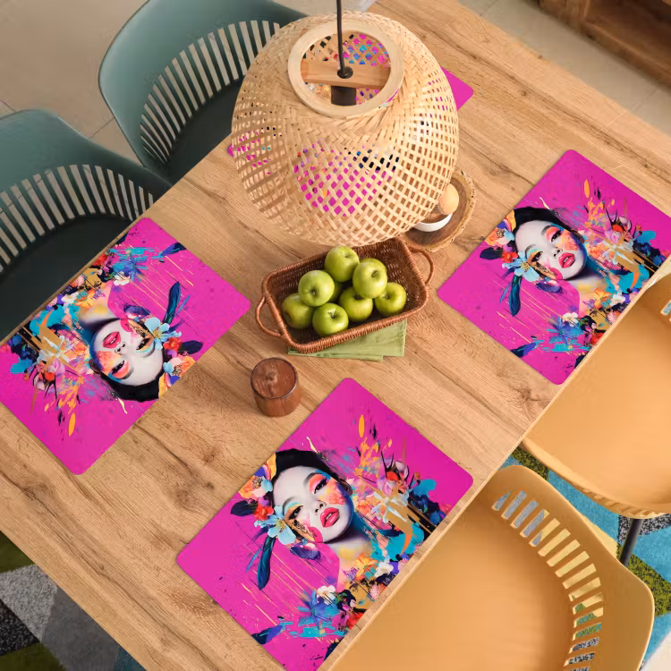 Sets de table en vinyle - Femme - Portrait - Abstrait - Violet — 3