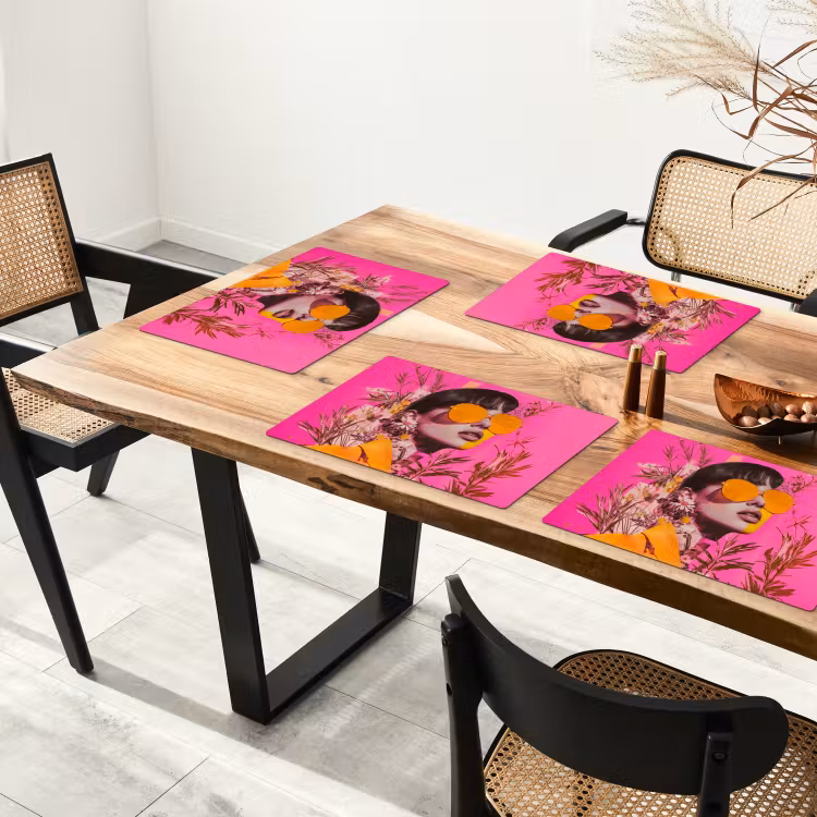 Sets de table en vinyle - Lunettes de soleil - Orange - Femme - Plantes — 4