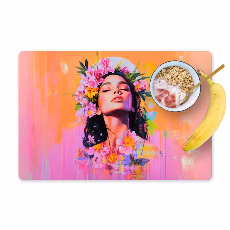 Sets de table en vinyle - Portrait - Couronne de fleurs - Femme — 1