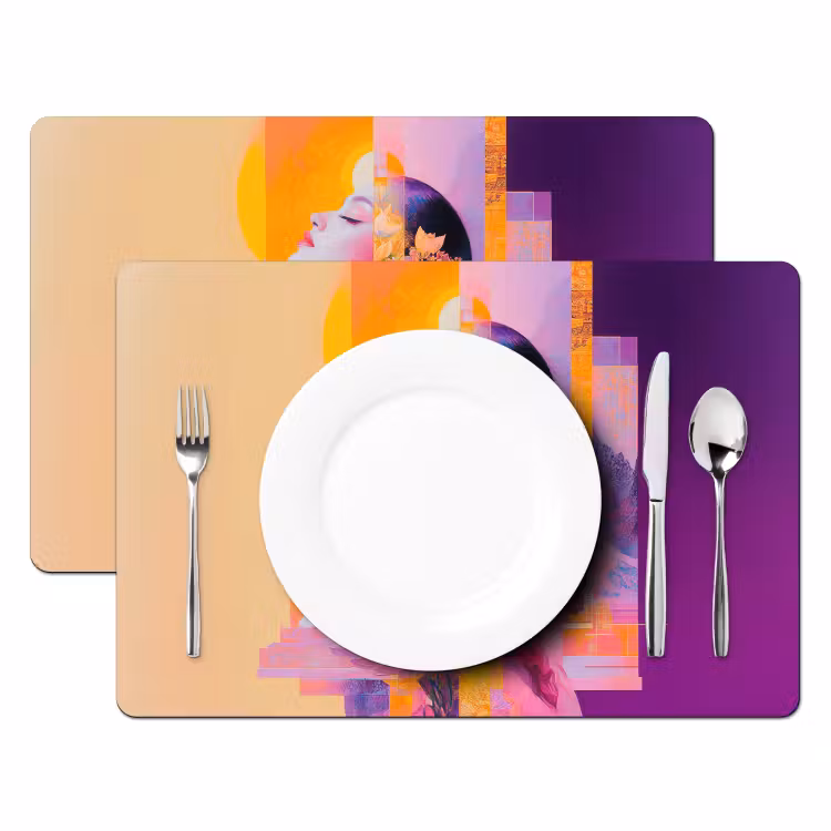 Sets de table en vinyle - Abstrait - Portrait - Femme - Coloré — 2