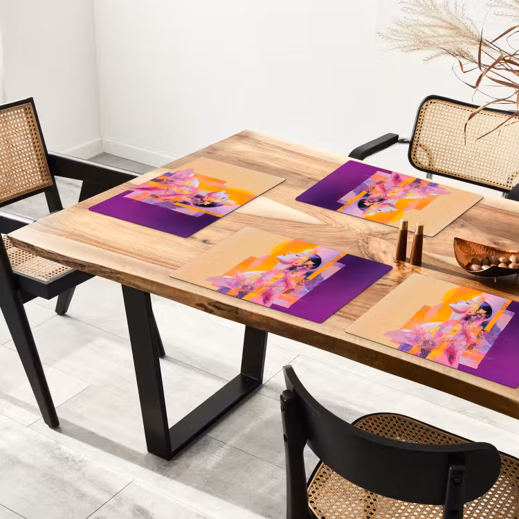 Sets de table en vinyle - Abstrait - Portrait - Femme - Coloré — 4