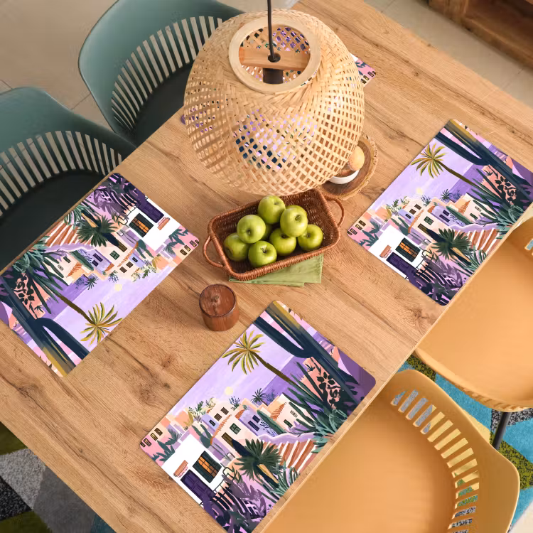 Sets de table en vinyle - Maisons - Minimaliste - Palmiers - Littoral — 3