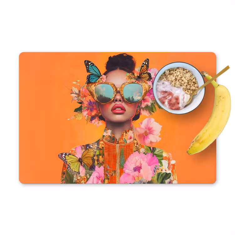 Sets de table en vinyle - Papillons - Femme - Lunettes de soleil - Colorées — 1