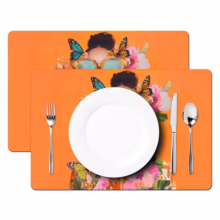 Sets de table en vinyle - Papillons - Femme - Lunettes de soleil - Colorées — 2